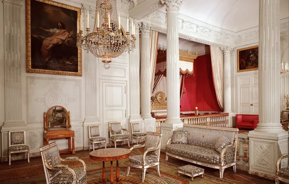Картинка дизайн, Франция, интерьер, диваны, дворец, люстры, Версаль