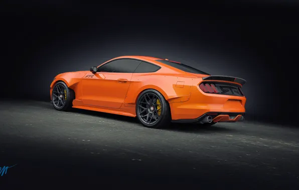 Mustang, Ford, Orange, RTR, Tuning, Rear, 2015