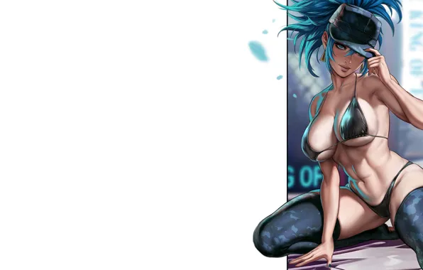 Girl, hot, sexy, KOF, boobs, anime, stockings, cap