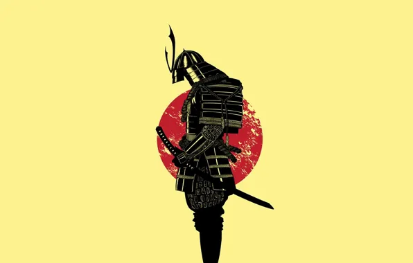 Картинка солнце, меч, воин, Самурай