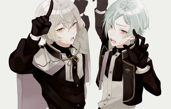 Аниме, арт, парни, двое, персонажи, Touken Ranbu, Танец мечей
