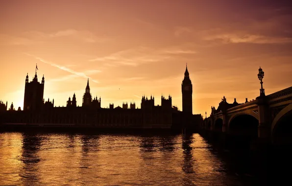 Картинка Англия, Лондон, London, England, Thames, Big Ben, River, westminster bridge