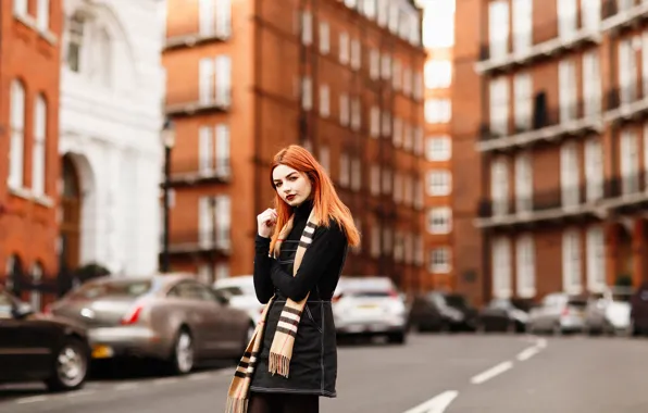 Картинка девушка, город, улица