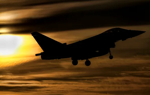 Картинка закат, истребитель, полёт, Eurofighter Typhoon, FGR4