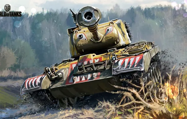Тигр, техника, танки, мир танков, World of Tanks, M46 Patton KR, камуфляж.