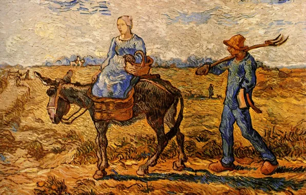 Картинка Vincent van Gogh, Morning Peasant, Couple Going to Work