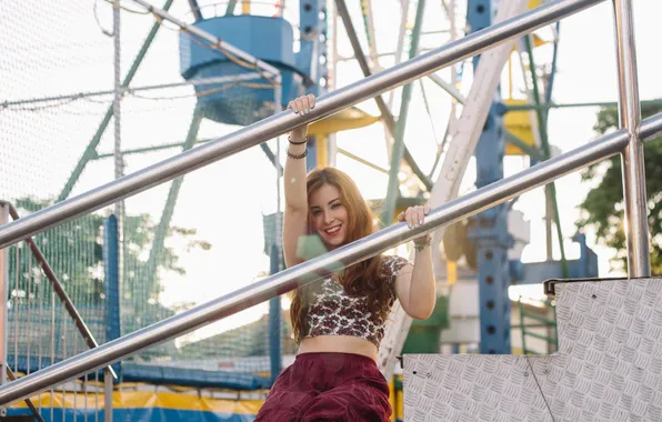Девушка, поза, улыбка, аттрационы
