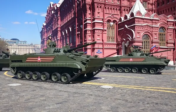 Картинка парад, боевая, БМП-3, гусеничная машина, бронированная, российская