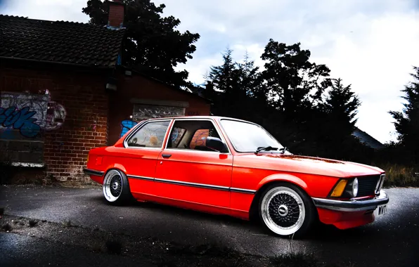 BMW, red, E21