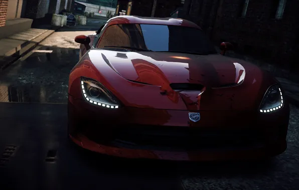 Город, гонка, фары, проулок, need for speed most wanted 2, Dodge Viper SRT-10