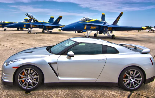 Истребители, nissan gtr, военный аэродром