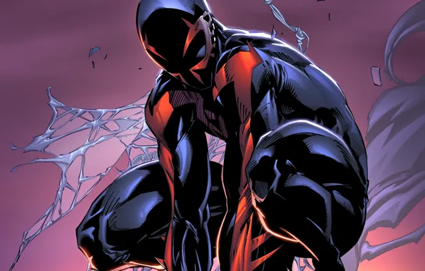 Картинка фантастика, герой, костюм, marvel comics, Spider-Man 2099, Miguel O'Hara