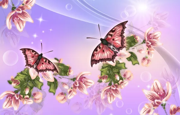 Картинка бабочки, цветы, обои
