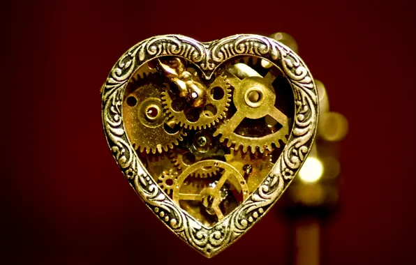 Сердце, часы, механизм, карманные