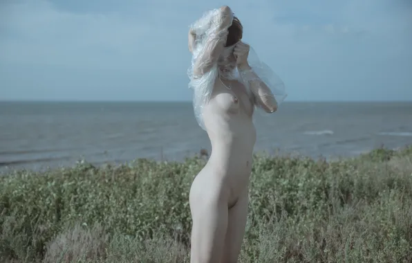 Грудь, девушка, фон, тело, фигура, целлофан