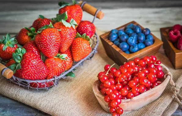 Ягоды, черника, клубника, тарелка, fresh, смородина, cup, berries