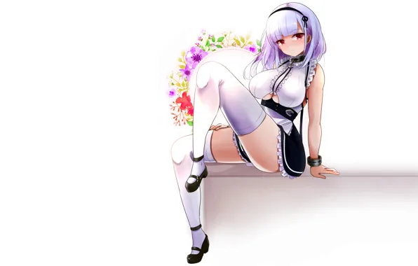 Girl, sexy, cleavage, thighhighs, long hair, dress, boobs, anime