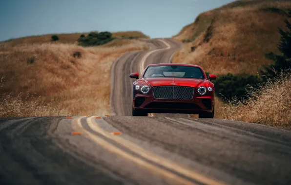 Картинка разметка, купе, Bentley, на дороге, 2019, Continental GT V8