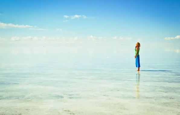 Девушка, Salar de Uyuni, Альтиплано, Боливиия