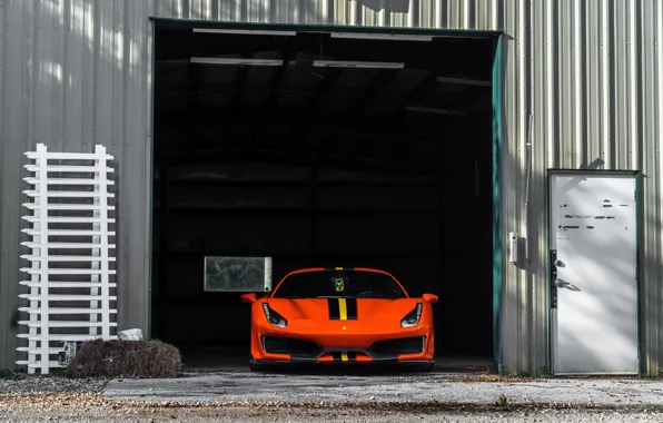Ferrari, orange, 488 pista