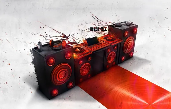 Music, disco, stereo, remix, loudspeakers