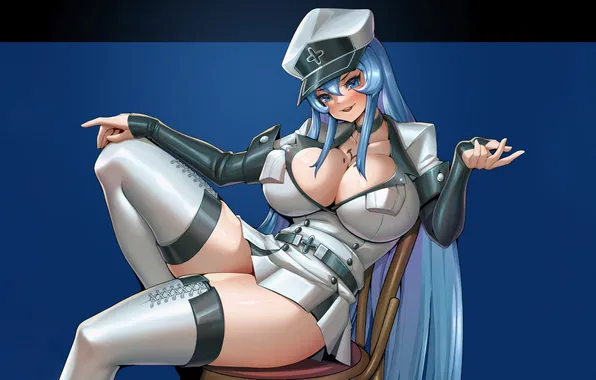 Girl, sexy, cleavage, thighhighs, long hair, legs, boobs, anime