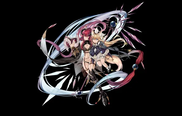 Sexy, lingerie, pantsu, cleavage, panties, thighhighs, horns, red hair