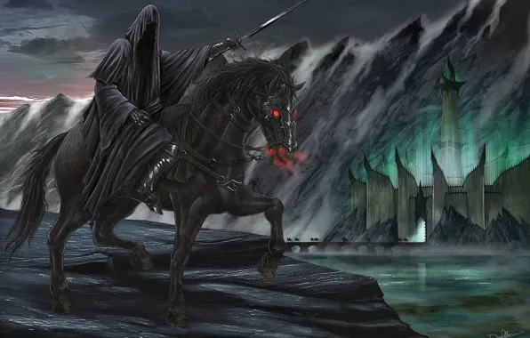 Рисунок, The Lord Of The Rings, Назгул, Чёрный всадник, Минас Моргул