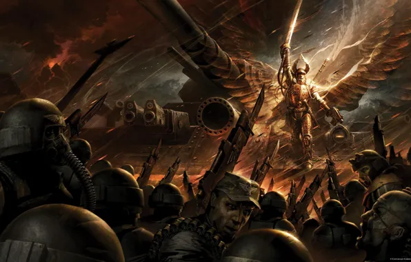 Warhammer 40000, гвардия, Angel of Fire, Солар Махариус, Лорд, лазганы, смертельный клинок