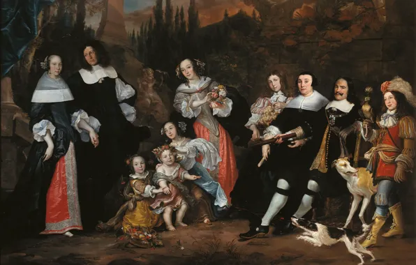 Масло, портрет, картина, холст, 1662, Juriaen Jacobsz, Michiel de Ruyter и его семья, Юриан Якобс