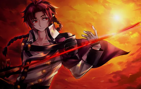 Меч, аниме, арт, вампир, мужчина, Owari no Seraph, Кроули