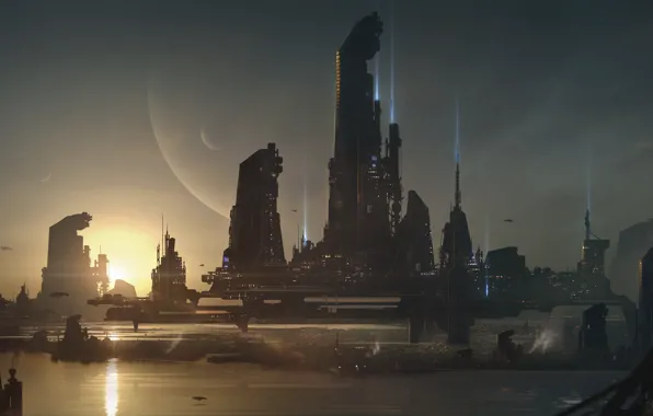 Картинка город, планета, Sci-fi City