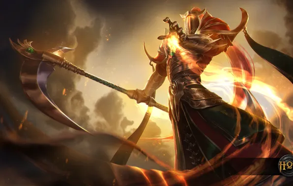 Оружие, шлем, коса, art, доспех, Heroes of Newerth, Shaytan Salomon