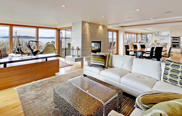 Интерьер, кухня, США, гостиная, столовая, Seattle
