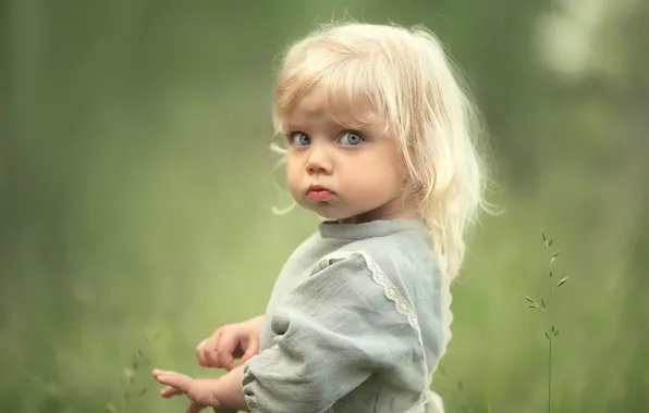 Blonde, pose, little girl