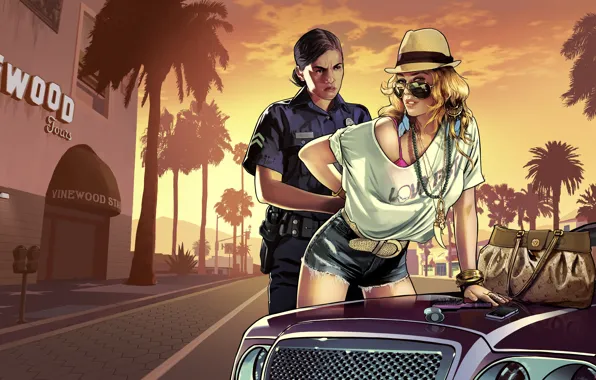 Картинка девушка, полиция, коп, Grand Theft Auto V, gta 5