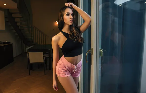 Sexy, Long Hair, Look, Pose, Brown Hair, Shorts
