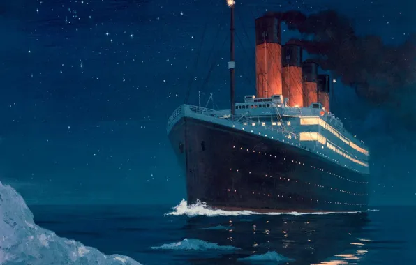 Картинка холод, ночь, айсберг, Титаник