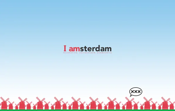 Картинка небо, надпись, мельницы, амстердам, amsterdam, i amsterdam