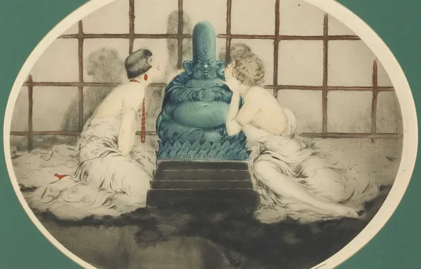 Картинка статуя, 1926, Louis Icart, арт-деко, офорт и акватинта, По секрету