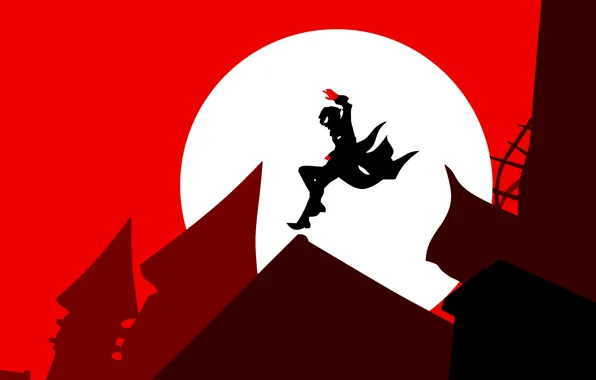 Джокер, луна, минимализм, силуэт, Persona 5, Персона