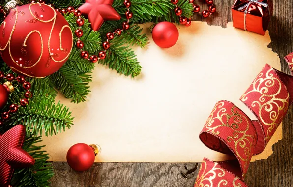 Картинка красный, шары, новый год, Рождество, бусы, red, New Year, decoration