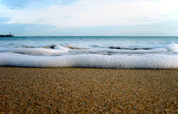 Песок, море, волны, небо, свобода, пена