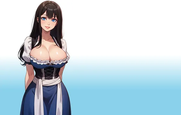 Girl, hot, sexy, cleavage, brown hair, boobs, sexy girl, anime