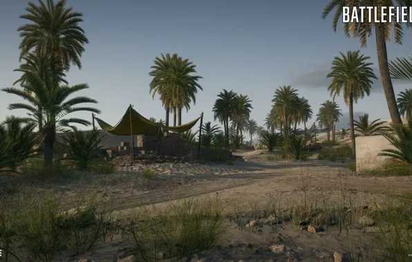 Пальмы, тент, оазис, Battlefield 1, Suez