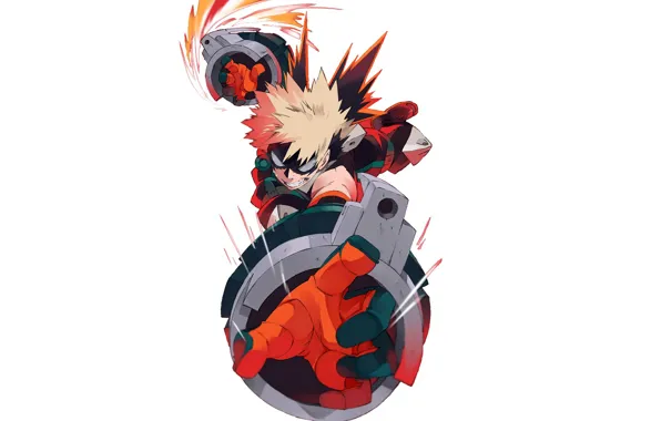 Парень, Boku No Hero Academia, Моя Геройская Академия, Бакуго Катсуки, боевой костюм
