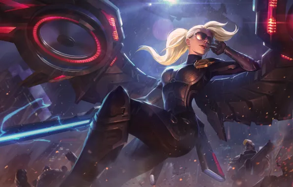 Девушка, Блондинка, Крылья, Angel, League of Legends, Magic, Kayle, Morgana