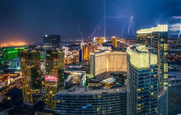 Гроза, город, америка, Las Vegas