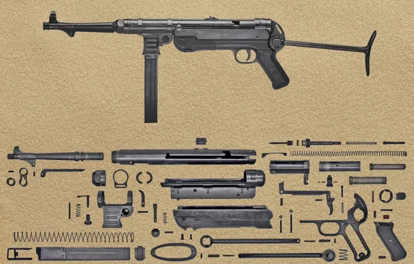 Фон, детали, запчасти, немецкий, пистолет-пулемёт, 9 mm, MP-40