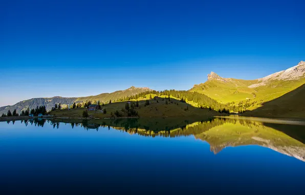 Небо, горы, озеро, Switzerland